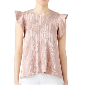 Hunter Bell Ava Top Rose Gold Pleated Angel Sleeve Blouse XS